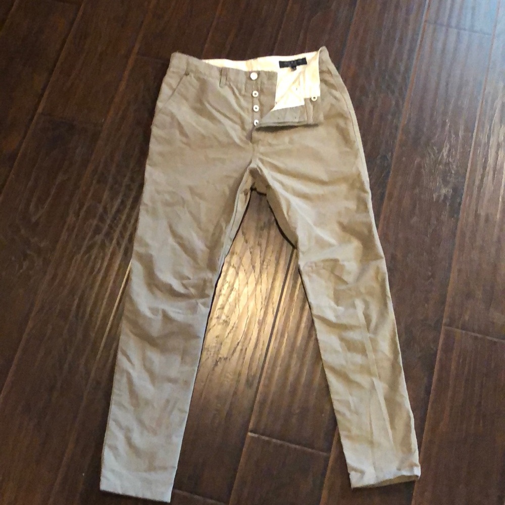 Sz 30, flat front chinos with tapered legs